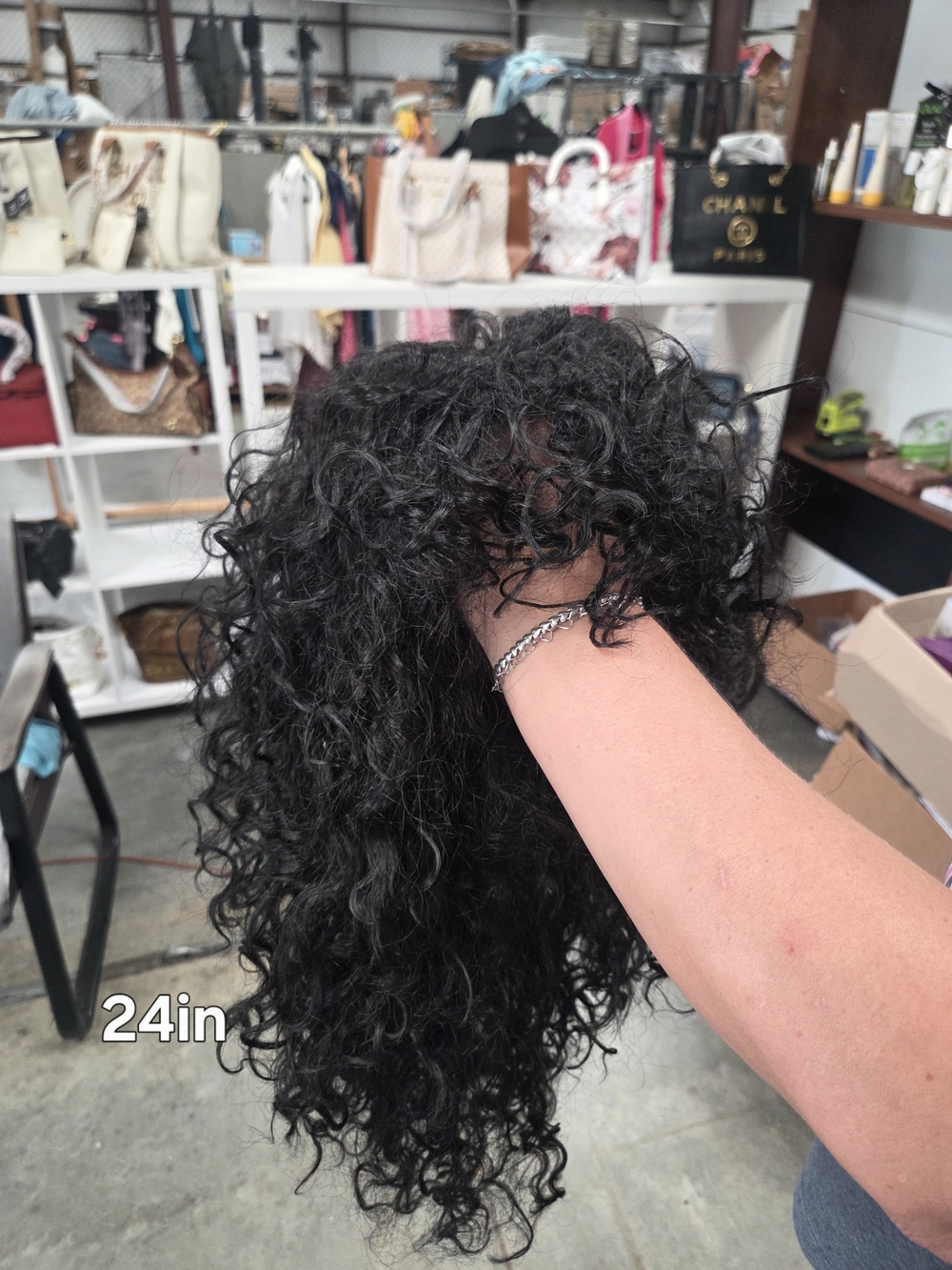 24in Curly Women's Hair Wig in Natural Black - Full Volume